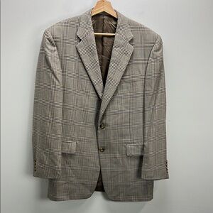 Hickey Freeman 100% Cashmere Sport Coat Plaid Two Button Blazer Luxury Mens 41R
